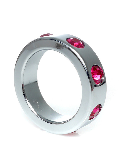 Ерекційне кільце металеве Metal Cock Ring with Pink Diamonds Medium Sex Aura Київ - фото 1