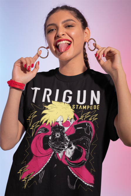 Футболка для хлопчика з аніме принтом Васх Стампеде Моон Трігун оверсайз (зріст від 165 до 180) Чорний AnimeJ0245m Дніпро - фото 1