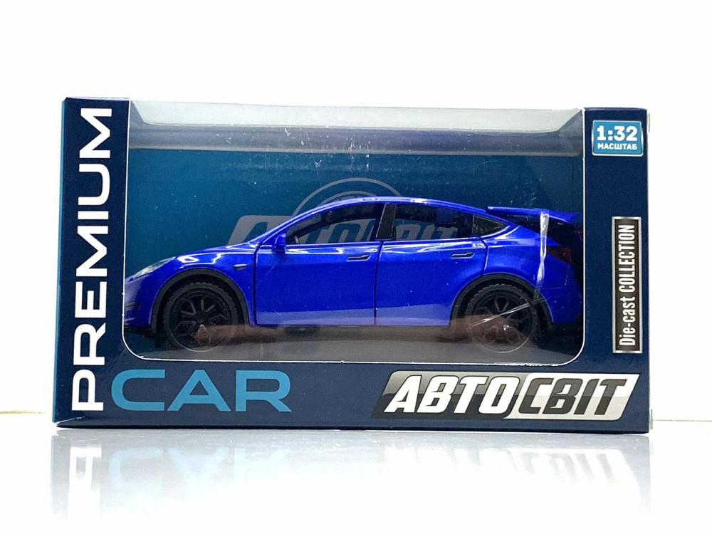 Машина Автосвіт Tesla Model Y інерційна відчиняються двері капот багажник 16см Синя (AP-1968) Чернігів - фото 2