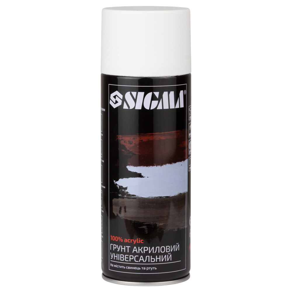 Sigma Грунт аэрозольный акриловый 400мл RAL 9010 белый SIGMA (2737511) Коломия - фото 1