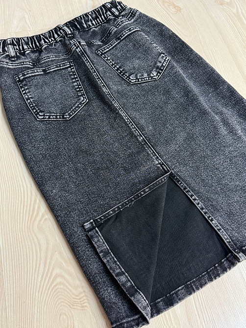 Спідниця жіноча джинсова Vanver 82038 резинка шнурок з розрізом варена міді чорна, чорний, 31, 31, 83 см, 106 см Київ - фото 14