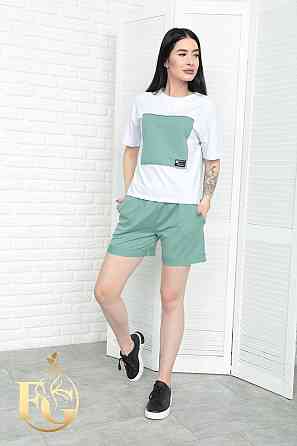 Двокольоровий костюм з шортами "Numb" оптом | Батал | Розпродаж моделі Фісташковий, 50-52 Київ