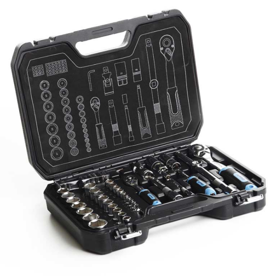 Набір насадок 90T 1/4"; 1/2" CrV 73 шт APRO Житомир