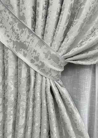 Комплект готових штор VR-Textil Льон мармур Pavliani ХО № 1263ш Світло-сірий 150х270 см 2 шт (33-0998) Київ