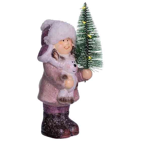 Фигурка Девочка с елкой, светящаяся, новогодний декор Киев