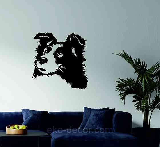 Декоративне настінне Панно «Бордер-Колі», Декор на стіну 90*88 см, Чорний Київ