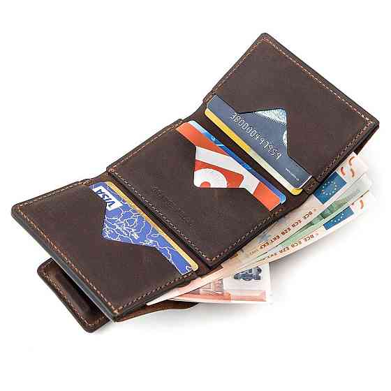 Строгое портмоне унисекс в винтажном стиле GRANDE PELLE 11151 Коричневое Киев