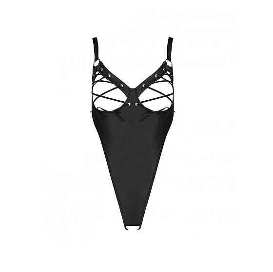 Боді з екошкіри Passion CELINE BODY XXL/XXXL, black, з доступом, відкритий Sex Aura Київ