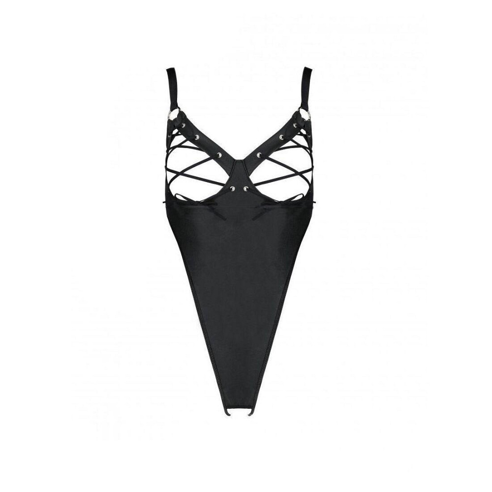 Боді з екошкіри Passion CELINE BODY XXL/XXXL, black, з доступом, відкритий Sex Aura Київ - фото 5
