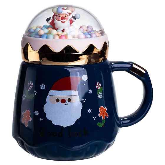 Чашка порцелянова з кришкою Christmas 400 (мл) Синій Yiwu FM-CS-41B Київ