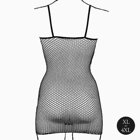 Жіноча коротка сукня з сітчастою структурою та тонкими бретелями Le Desir Short Fishnet Dress, чорна Sex Aura Київ