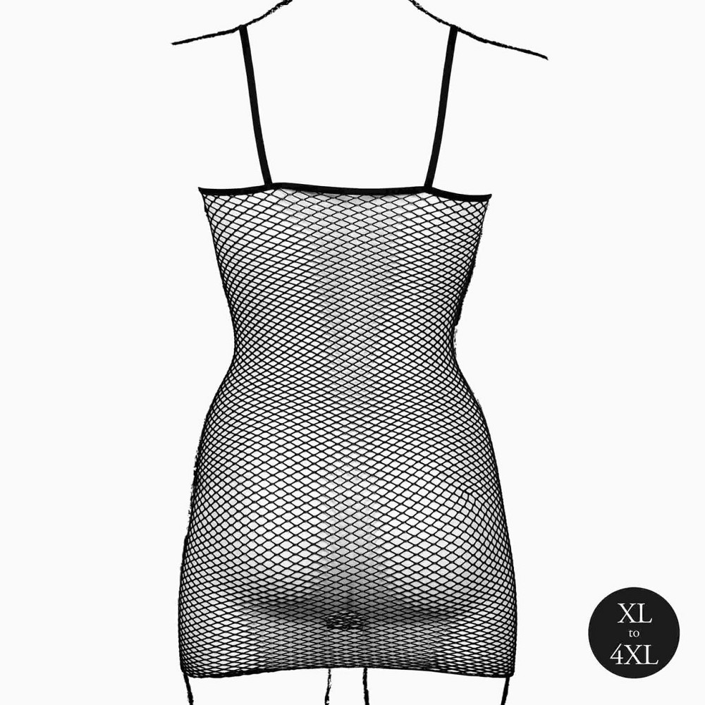 Жіноча коротка сукня з сітчастою структурою та тонкими бретелями Le Desir Short Fishnet Dress, чорна Sex Aura Київ - фото 3