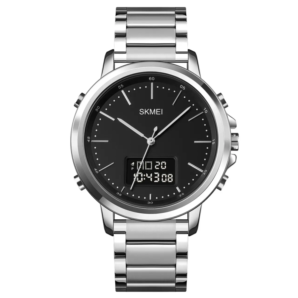 Мужские наручные часы Skmei 1652 с металлическим браслетом (Серебристый с черным) Винница - изображение 1