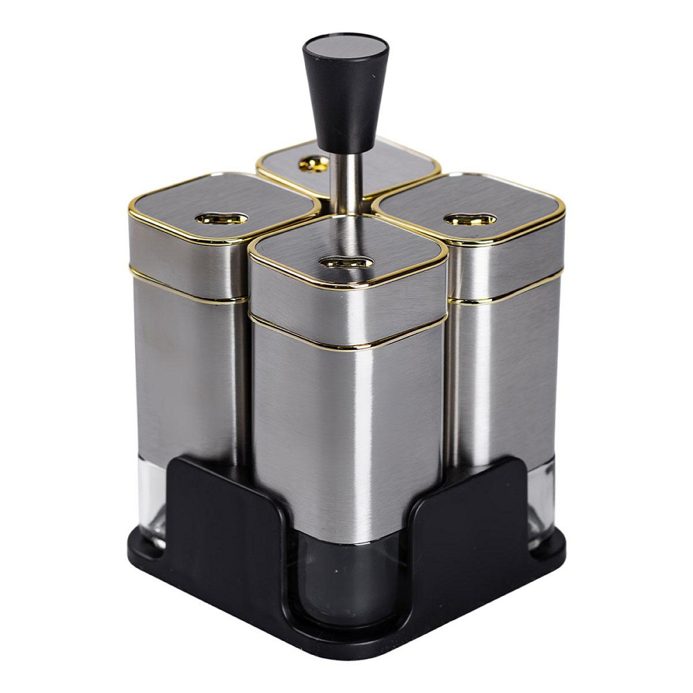 Набір ємностей для спецій 4 шт на підставці 120 мл Хром HP-1318 Київ - фото 3