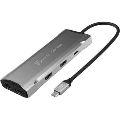 Концентратор J5create USB-C 9-in-1 2xUSB 3.2 + 2xUSB-C PD + 2xHDMI 4K + DisplayPort + SD/TF + RJ45 1000Mbps gray (JCD397-N) Винница