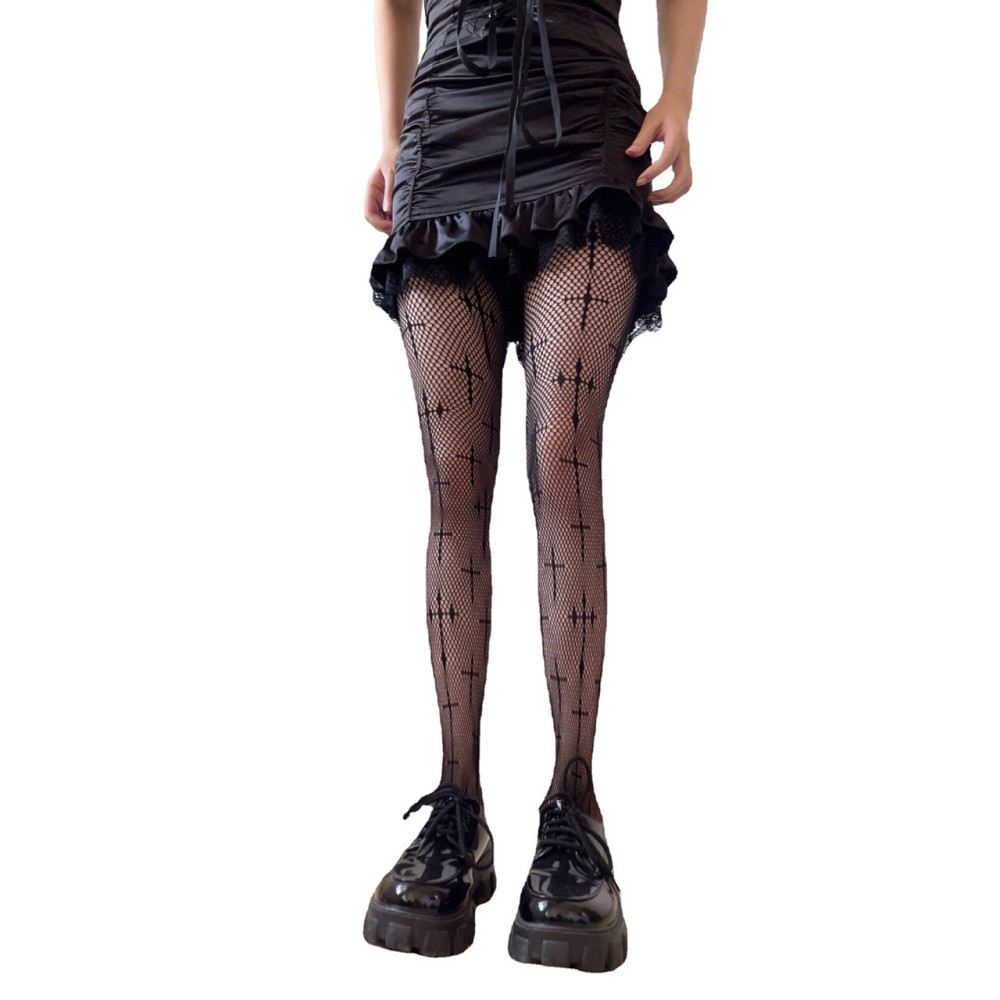 Колготки с крестами в сетку женские one size черный Киев - изображение 3