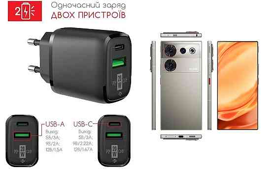 Мережевий зарядний пристрій для ZTE Nubia Z50 Ultra, 20W 3A, Quick Charge 3.0 Київ