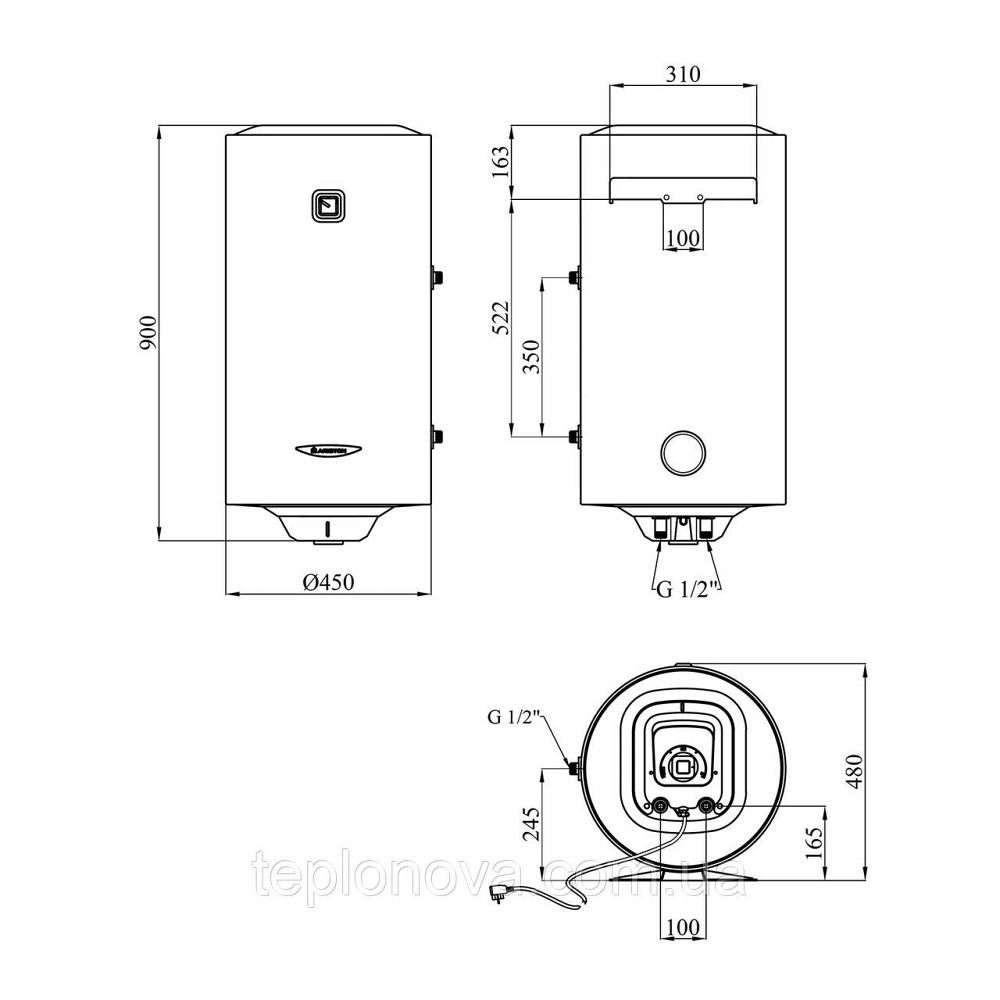 Водонагрівач Ariston PRO1 R 100 VTD 1,8K  з мокрим ТЕНом 3201816 Чернівці - фото 2