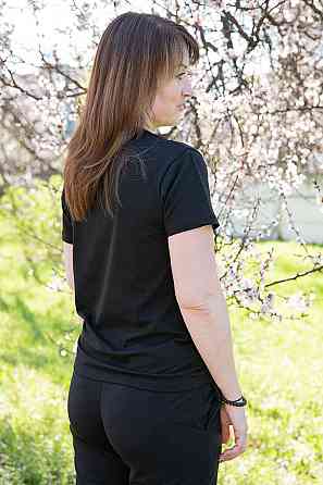 Футболка жіноча з вишивкою, чорна, біла 95% бавовна топ Київ