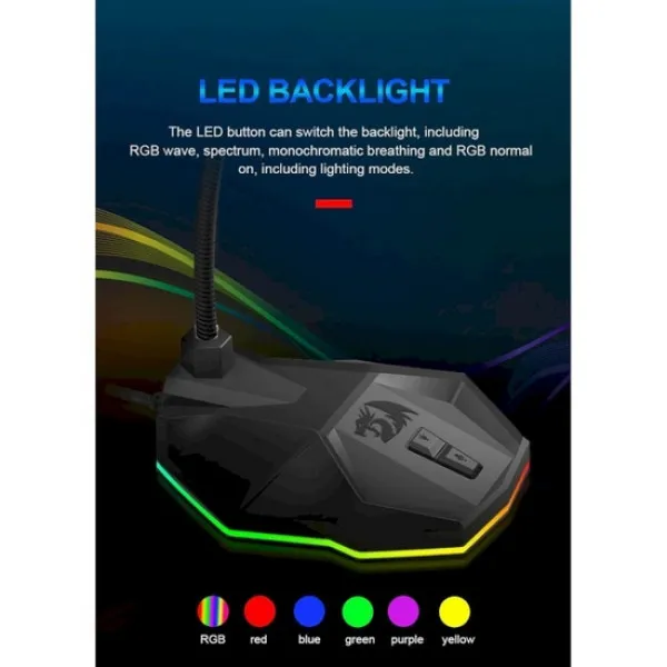 Стримовый микрофон Redragon Stix GM99 RGB с подсветкой USB кабель 1.8м Винница - изображение 5