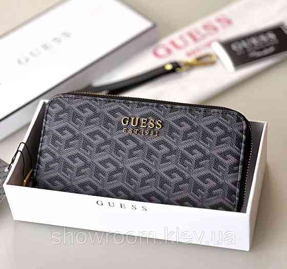 Женский кошелек на молнии Guess (7594) серый Киев