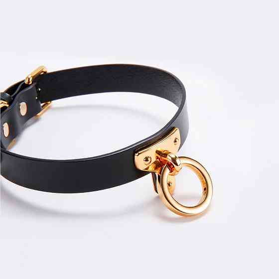 Нашийник-чокер з кільцем, італійська шкіра Leather Cosplay Choker UPKO, розмір L Sex Aura Київ