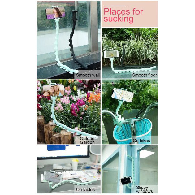 Гнучкий тримач для телефону з універсальними присосками Cute Worm Lazy Holder. Колір блакитний PX-53 Львів - фото 3