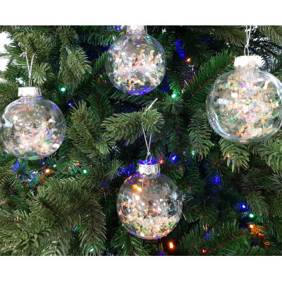 Елочная игрушка Jumi набор прозрачных шариков 4 шт, пластик, 8см, цветная мишура (5900410386792) Винница - изображение 2