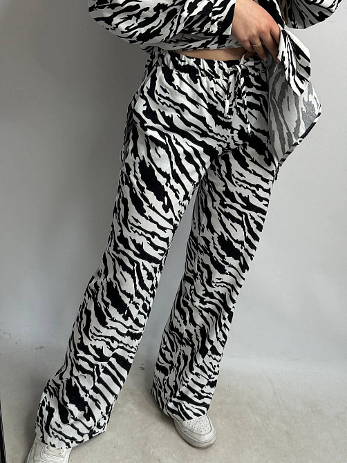 Костюм женский летний лен Черно-Белый Животные принты XS-S Харьков - изображение 6