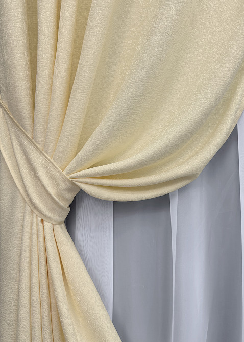 Комплект готовых штор VR-Textil Софт № 1741ш Кремовый 150х280 см 2шт (33-0808) Киев - изображение 5