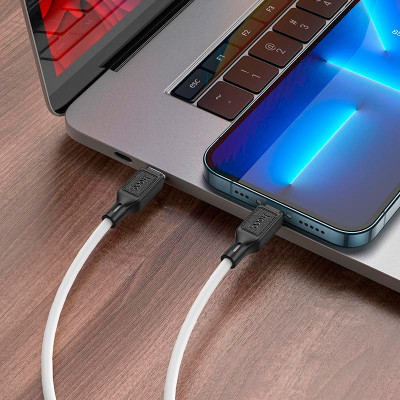 Дата кабель USB-C to Lightning 1.0m Cool silicone PD 20W X90 white HOCO (6931474788399) Винница - изображение 5