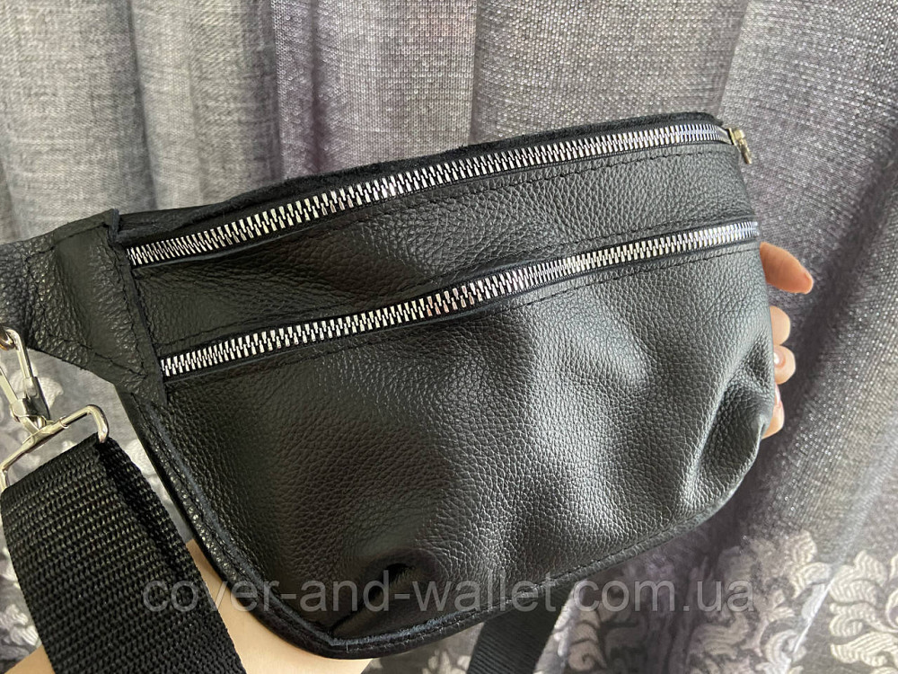 Черная женская бананка из фактурной кожи украинского производства PS Leather Киев - изображение 2