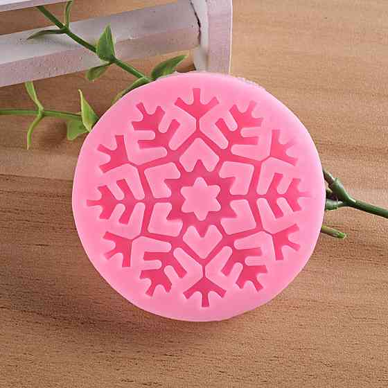 Молд силиконовый Снежинка 55 мм розовый Киев