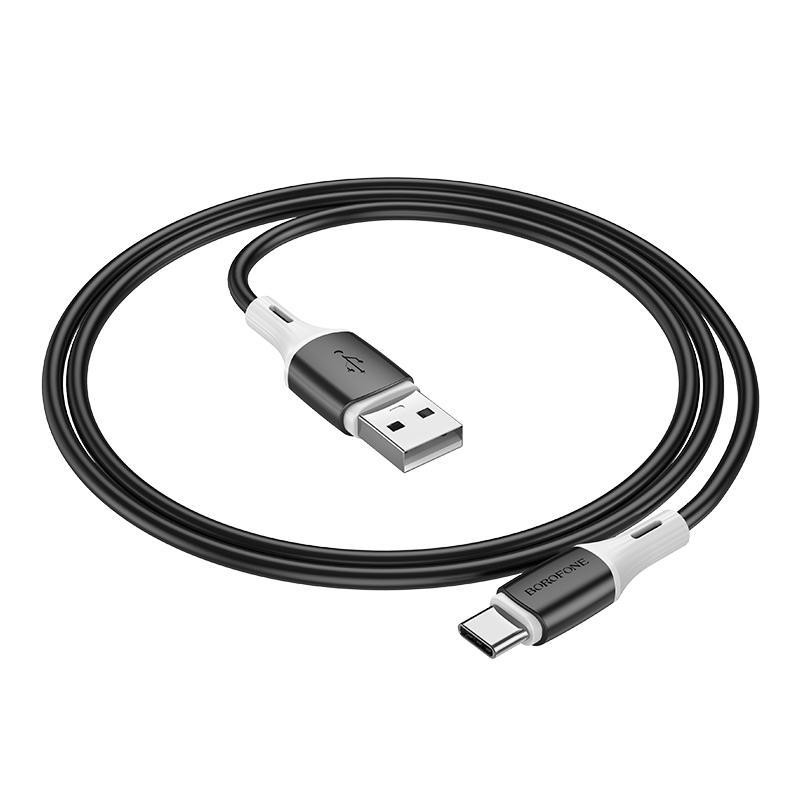 Кабель BOROFONE BX79 USB to Type-C 3A, 1m, silicone, silicone connectors, Black Київ - фото 3