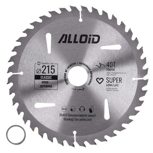 Диск пиляльний по дереву з твердосплавними напайками 215х30/25,4мм, 40 зубів Alloid Одеса - фото 2