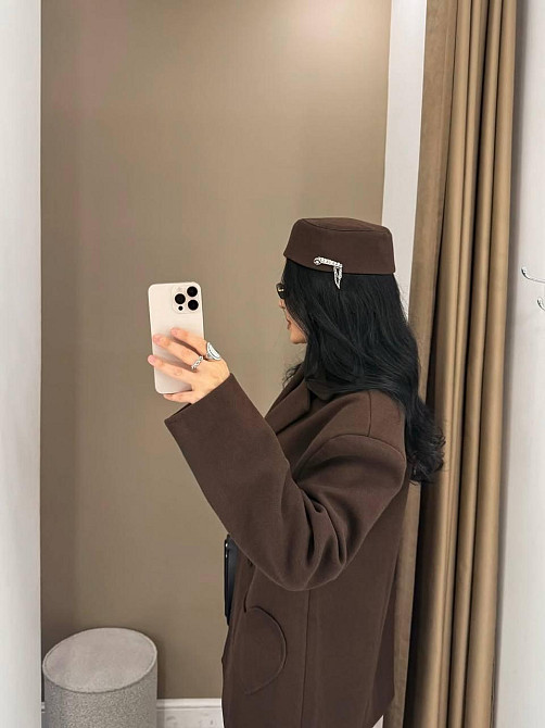 Женское элегантное пальто на подкладке турецкий кашемир Шоколад, 48/52 Одесса - изображение 3