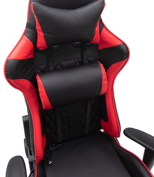 Геймерське комп'ютерне крісло з масажером, ергономічними подушками та підставкою для ніг, Чорний/Червоний (G899) Київ - фото 7