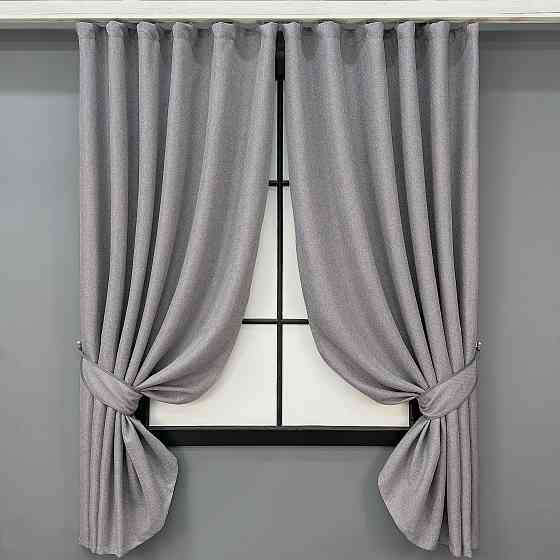 Комплект коротких штор VR-Textil Льон ELEMENTA № 1866ш Світло-сірий 140х170см 2 шт (35-0464) Київ