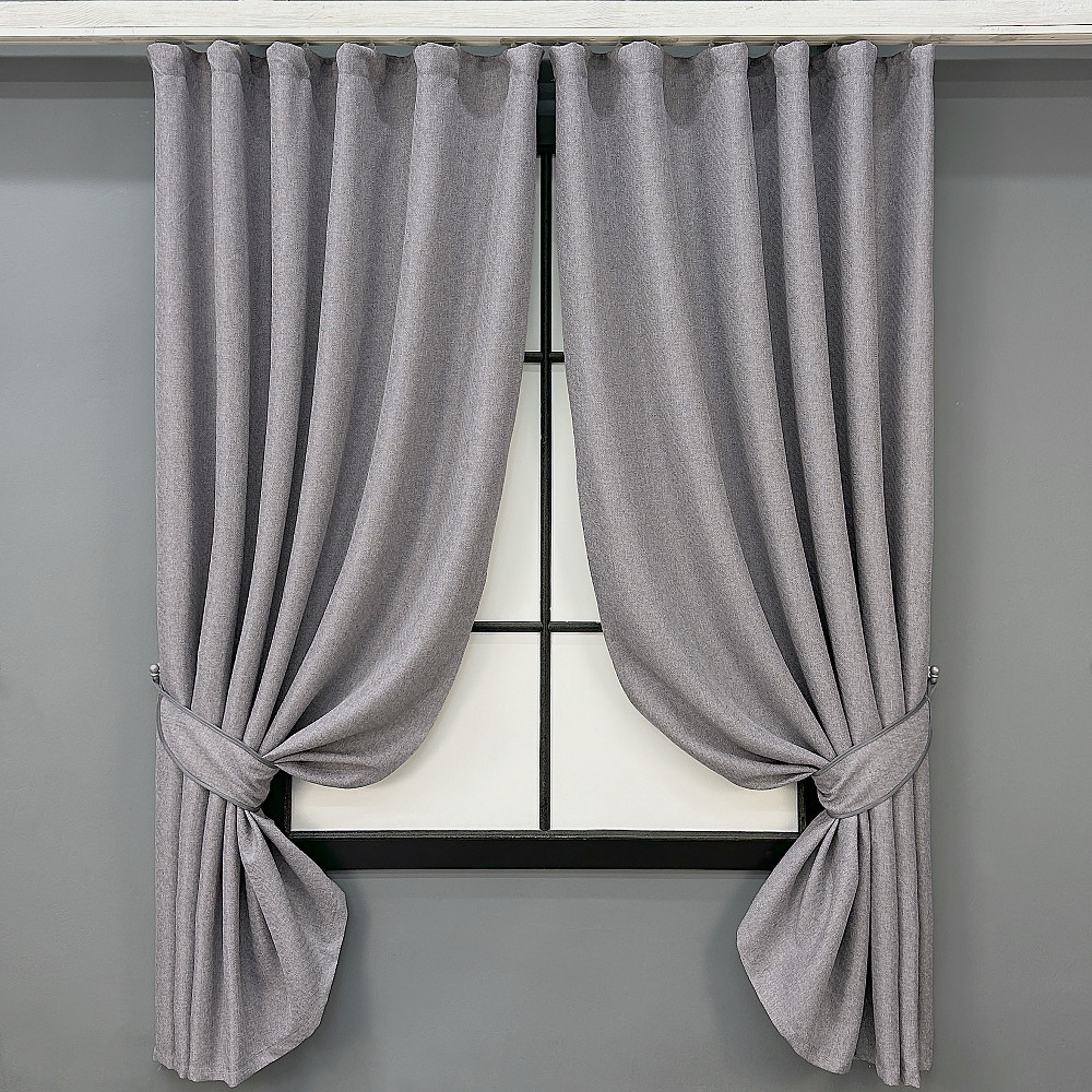 Комплект коротких штор VR-Textil Лен ELEMENTA № 1866ш Светло-серый 140х170см 2 шт (35-0464) Киев - изображение 1