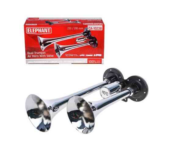 Сигнал 2-дудки пневмо CA-10238 Elephant 12V/24V метал хром Вінниця