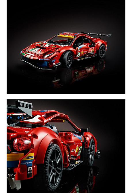 Конструктор Technic Ferrari 488 GTE AF CORSE 1677 деталей маштаб 1:10 Феррарі червона Корса Киев - изображение 7