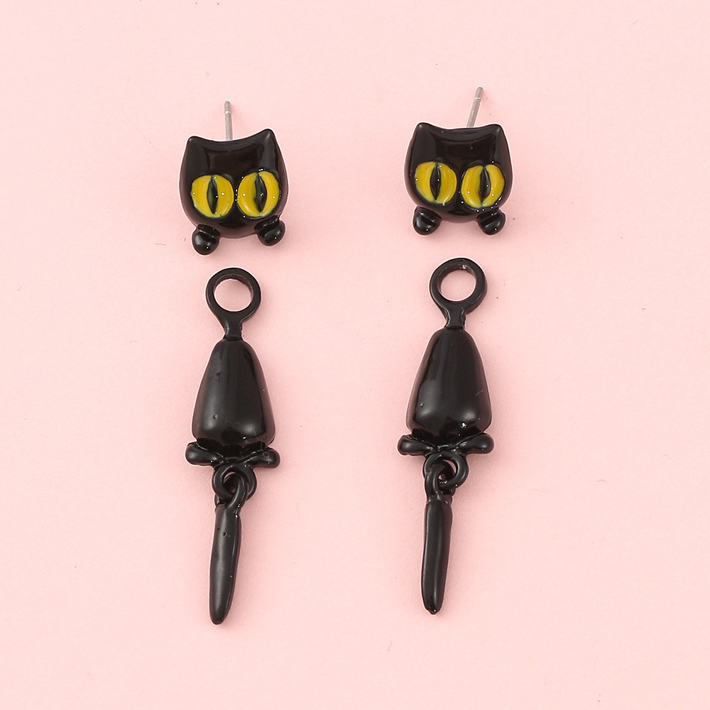 Сережки з котами матові 4 см чорний Київ - фото 4