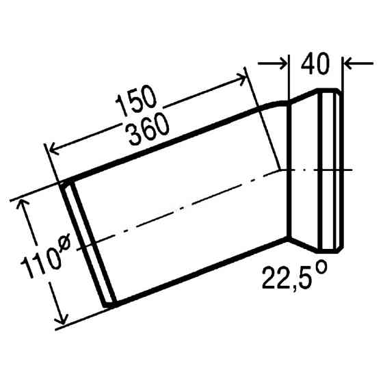 Коліно для унітазу 22,5° пластик Ø110 VIEGA 101855 Луцк