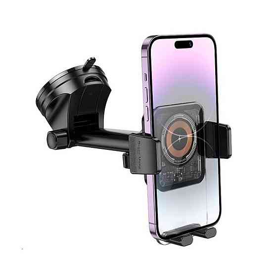 Тримач для мобiльного з БЗП BOROFONE BH210 Riley wireless fast charging car holder(center console) Black (6941991108686) Київ