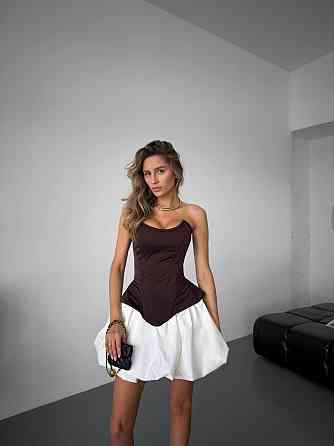 Женский стильный корсет на шнуровке дабл шелк + коттон Шоколадный, 42 Одесса