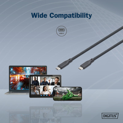 Дата кабель USB-C to USB-C 2.0m USB 3.2 Gen1 5G 100W 4K silicone black Digitus (AK-300342-020-S) Вінниця - фото 8