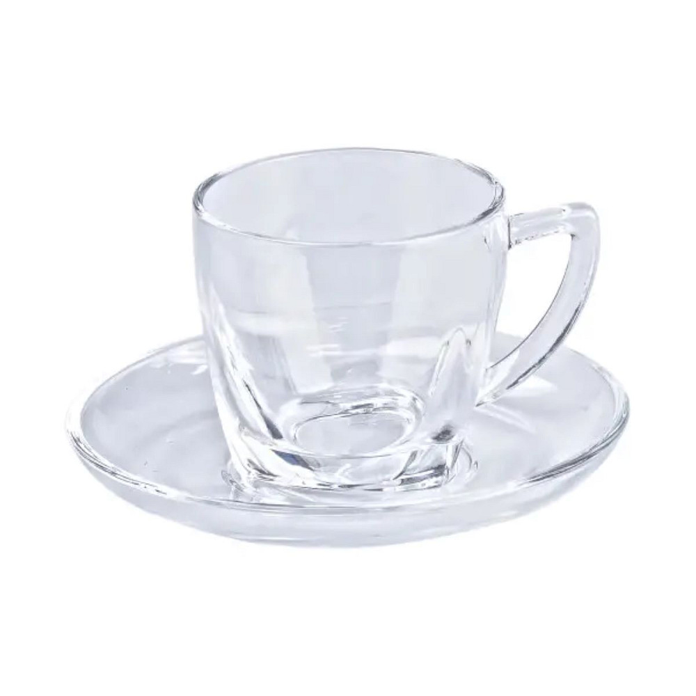 TS Kitchen Набір чашок із блюдцями прозорі 6 штук по 200 мл прозорий Киев - изображение 2