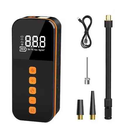 Насос аккумуляторный цифровой Air SCK619-4 80W PowerBank Type-C с фонариком и переходниками Винница