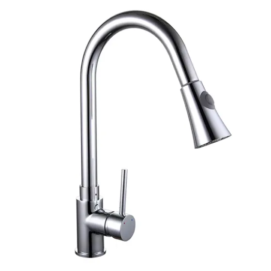 Смеситель для кухни Frap F6052 с выдвижным изливом, 2 режима, хром Киев