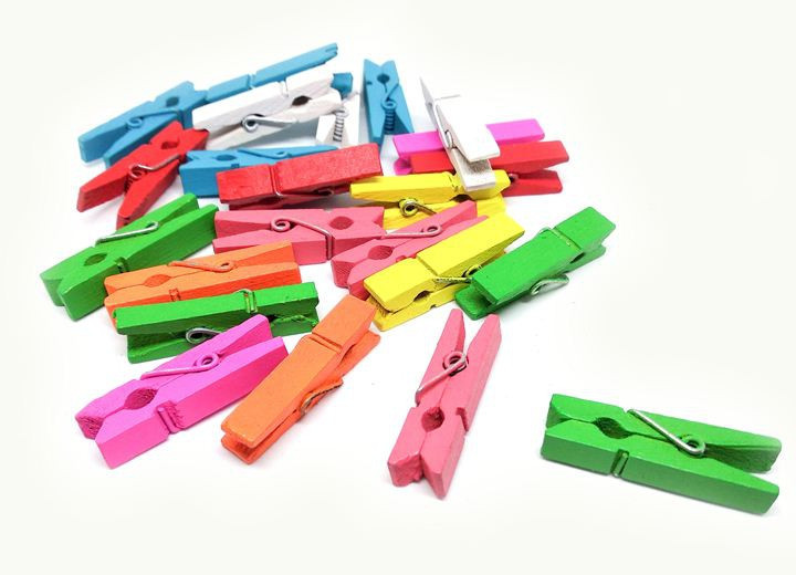 Прищепки деревянные мини цветные 100 шт Киев - изображение 1